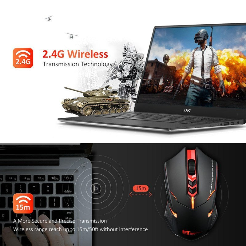 Power-Saving Wireless Mouse – Silent Click & RGB Luminous Design