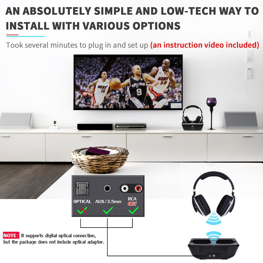 Wireless TV Headphones – Deep Bass, Long Battery Life & Universal Compatibility