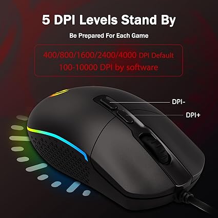 Gaming Mouse – 5000 DPI, 9 Programmable Buttons & Ergonomic Design