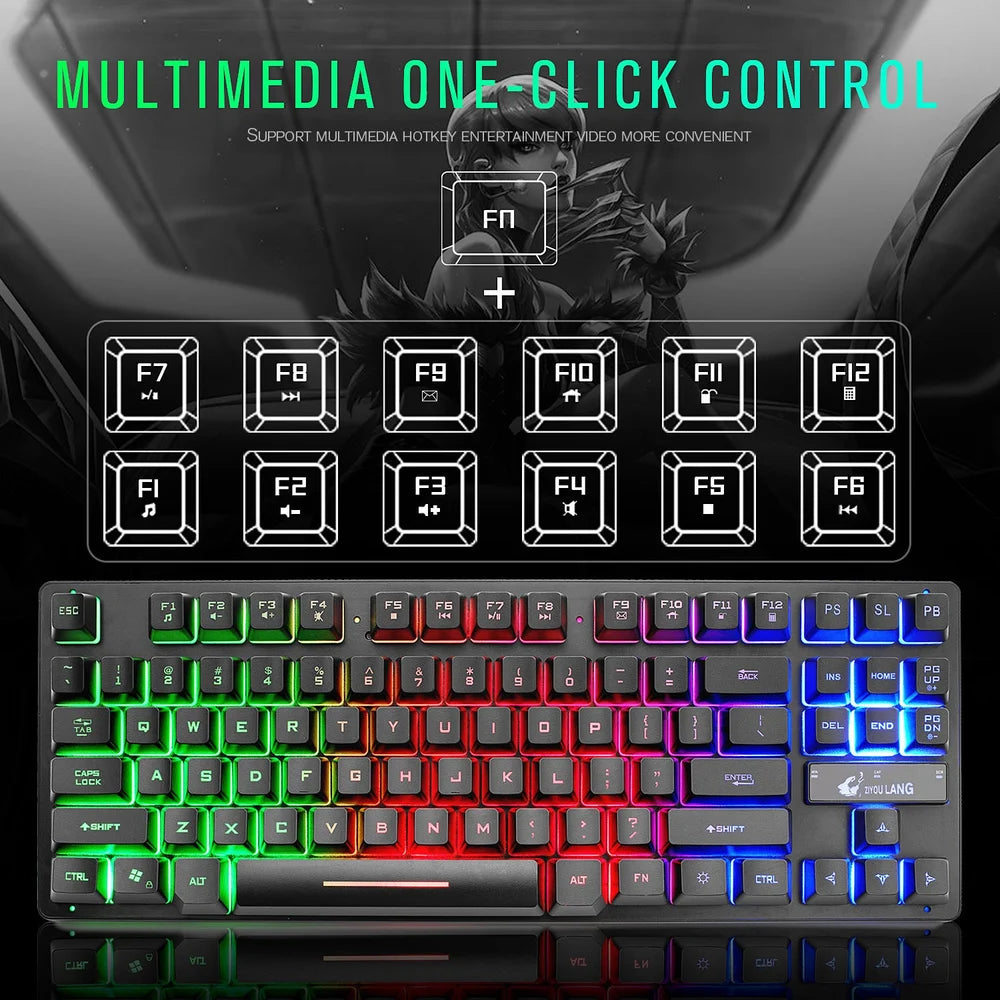 Mechanical Gaming Keyboard – Compact 87-Key Notebook Style