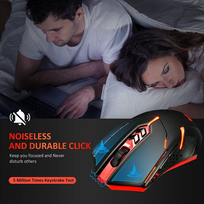 Power-Saving Wireless Mouse – Silent Click & RGB Luminous Design